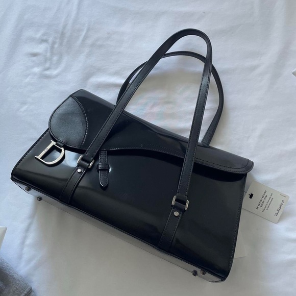 Christian Dior Patent Leather Saddle Flap Shoulder Bag - Picture 1 of 5